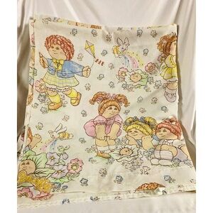 VTG Cabbage Patch Kids Bedding Flat Top Sheet Double Bd 80s Fabric Retro 54 X 76